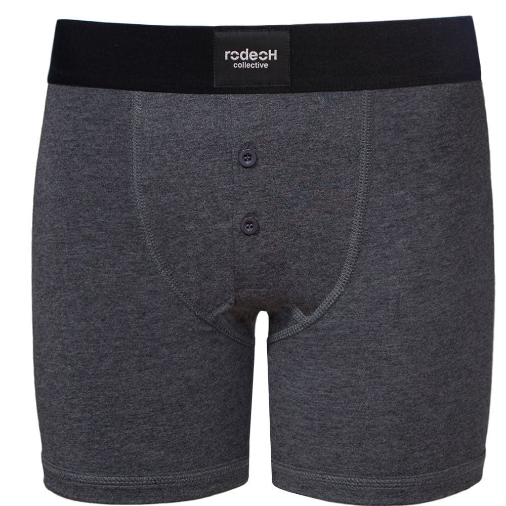 Button Fly Boxer Packing Underwear - Dark Gray Marle - RodeoH