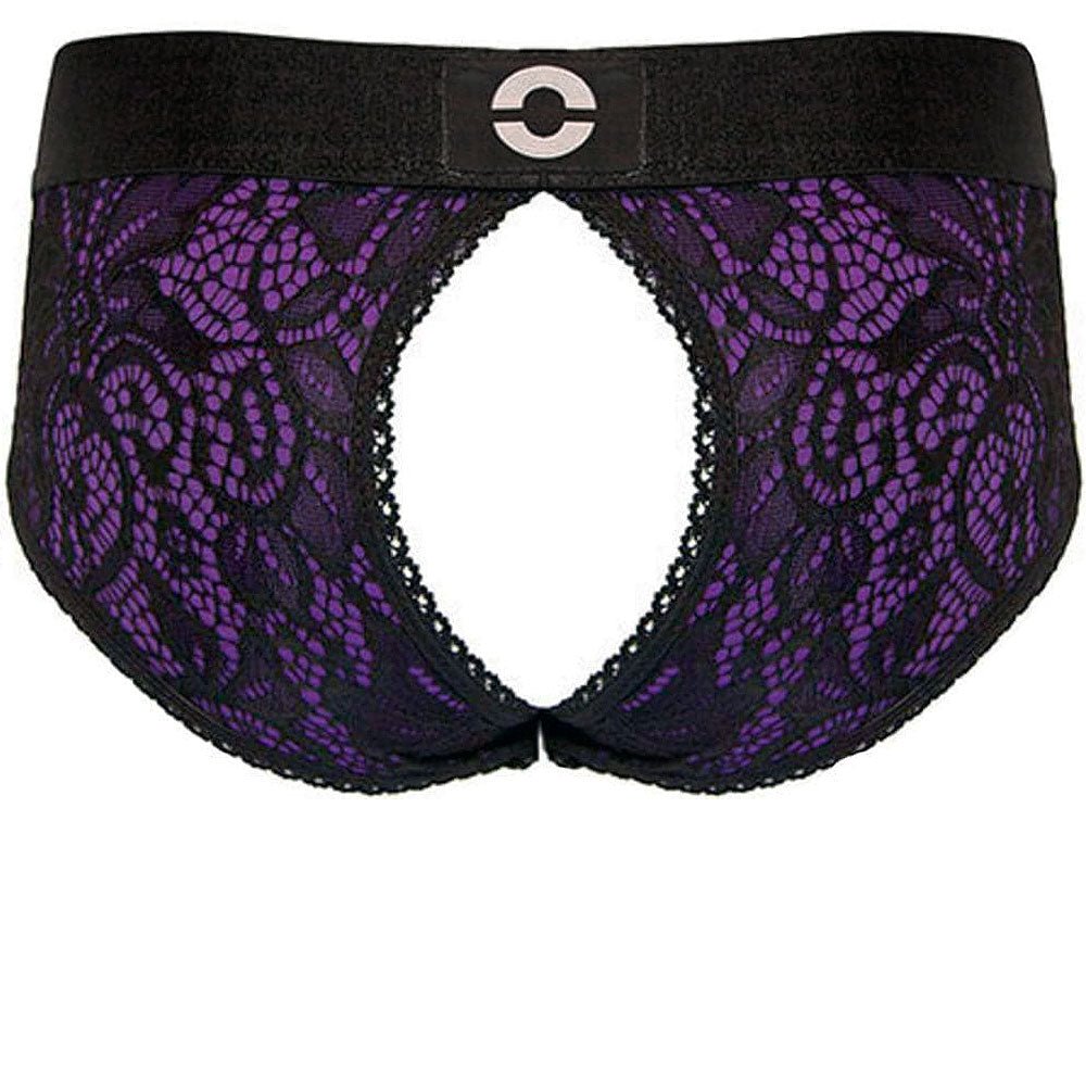 Crotchless Panty Harness - Black & Purple - RodeoH