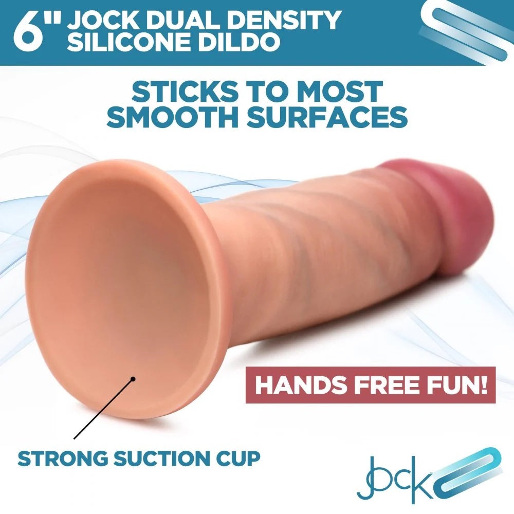 6" Jock Dual Density Suction Cup Silicone Dildo - Vanilla