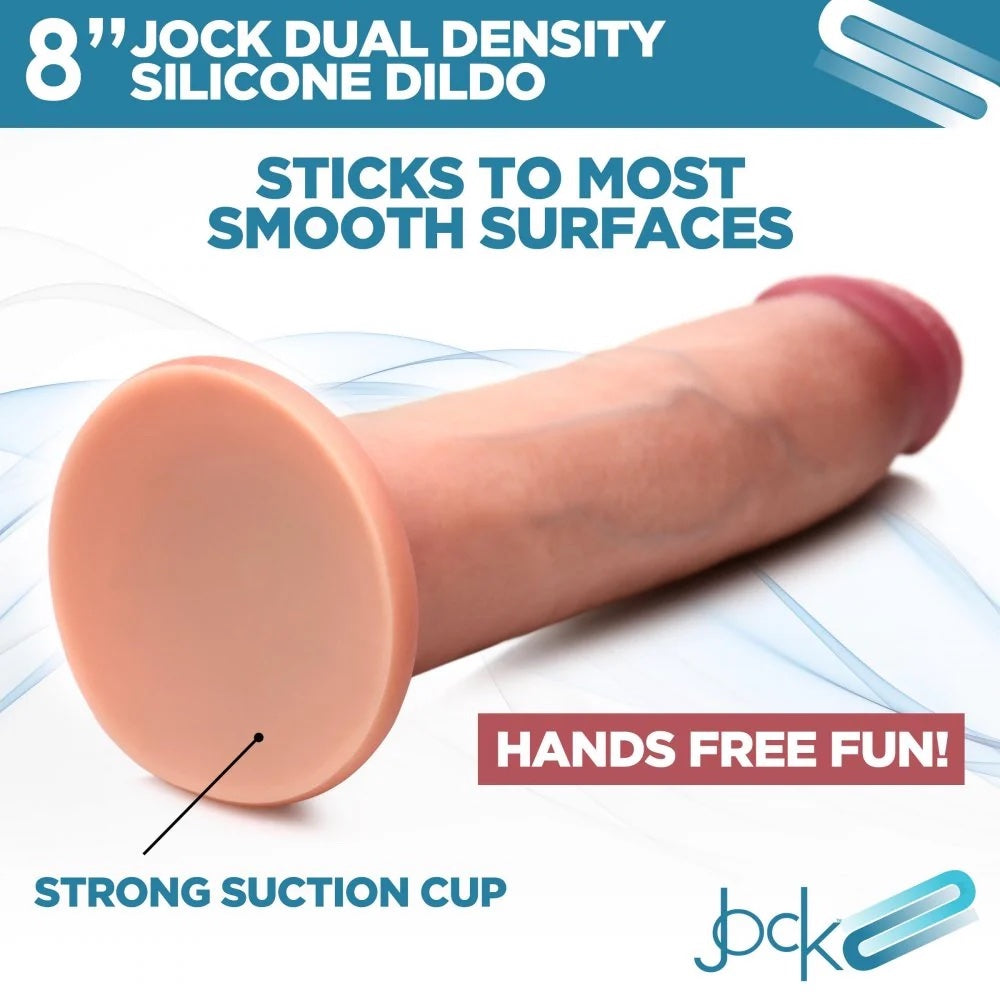 8" Jock Dual Density Suction Cup Silicone Dildo - Vanilla