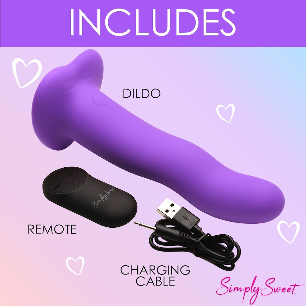 6.5" Simply Sweet 21X Vibrating Wavy Silicone Dildo Remote Control - Purple