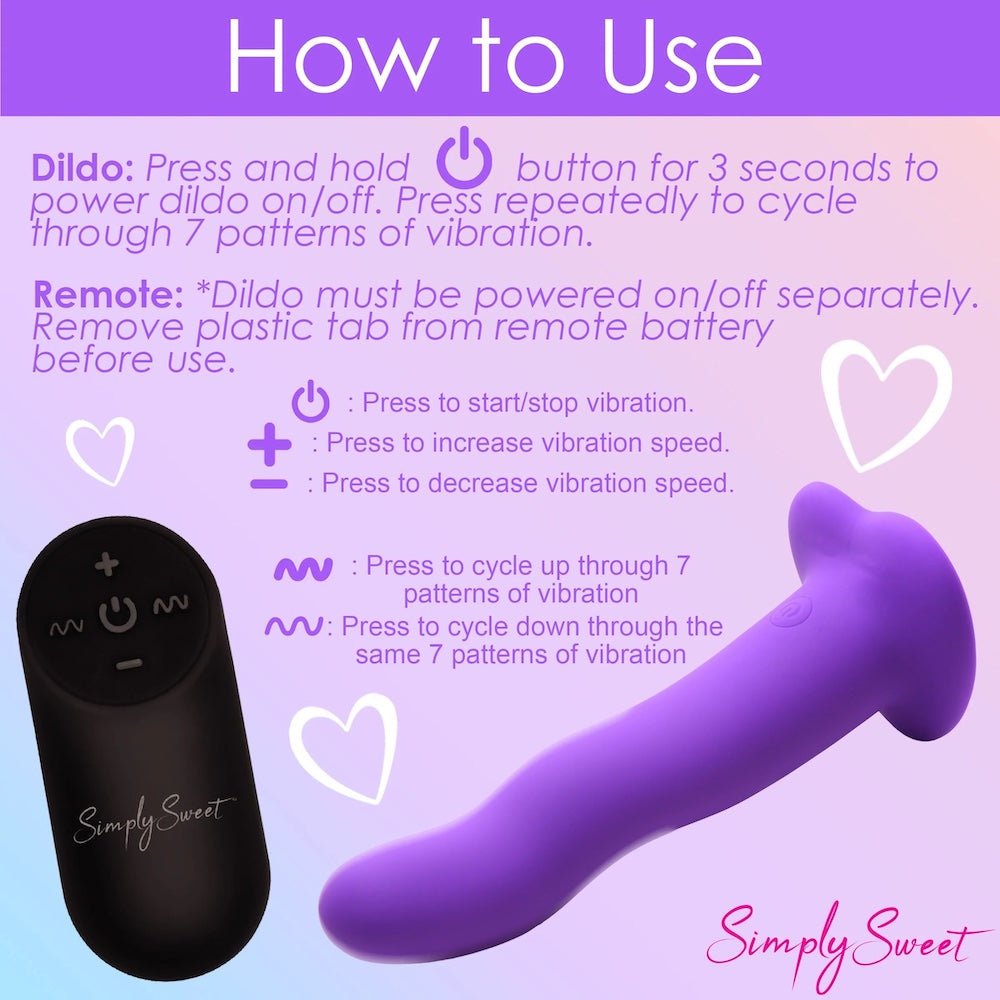 6.5" Simply Sweet 21X Vibrating Wavy Silicone Dildo Remote Control - Purple