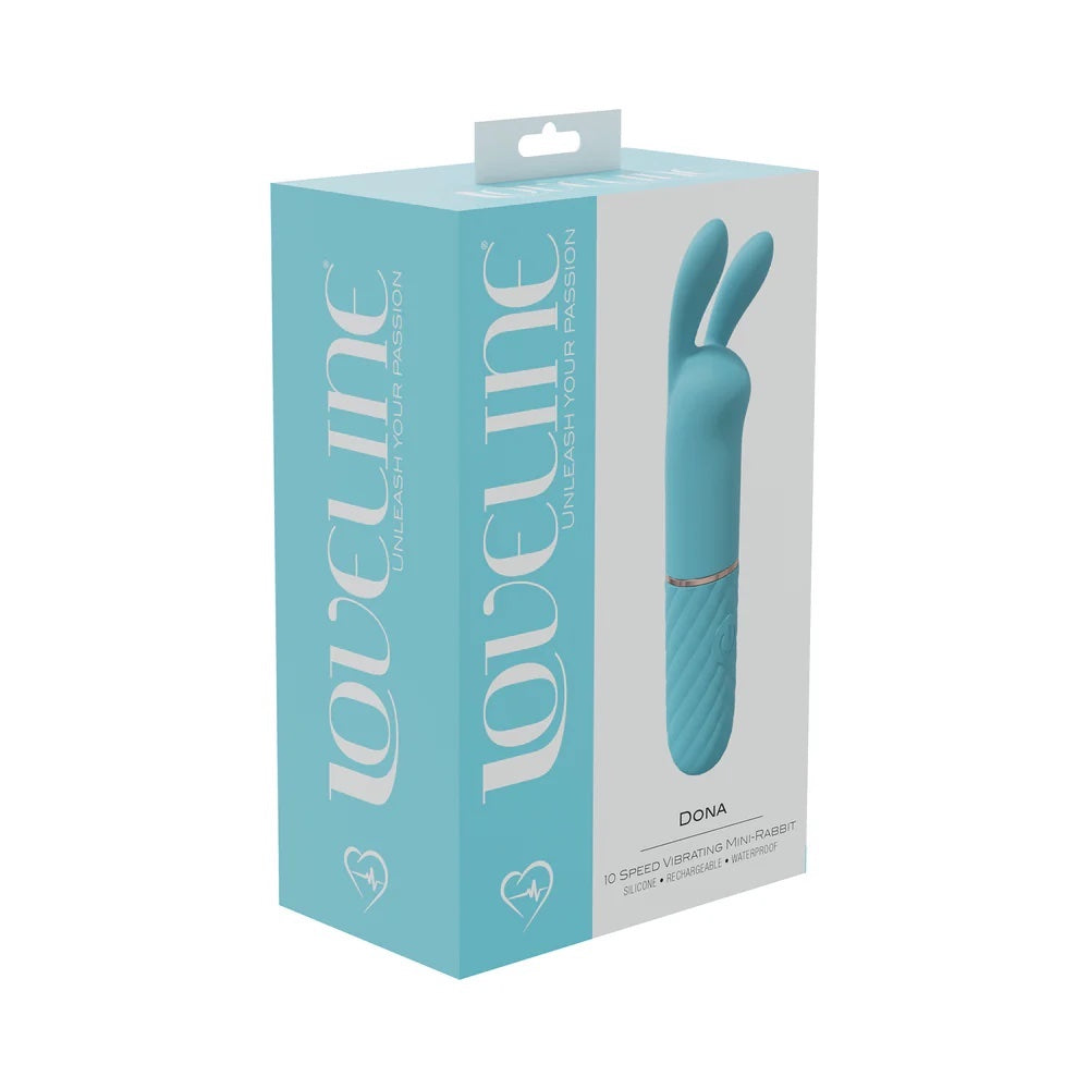 Dona 10 Speed Silicone Rechargeable Mini Rabbit - Blue