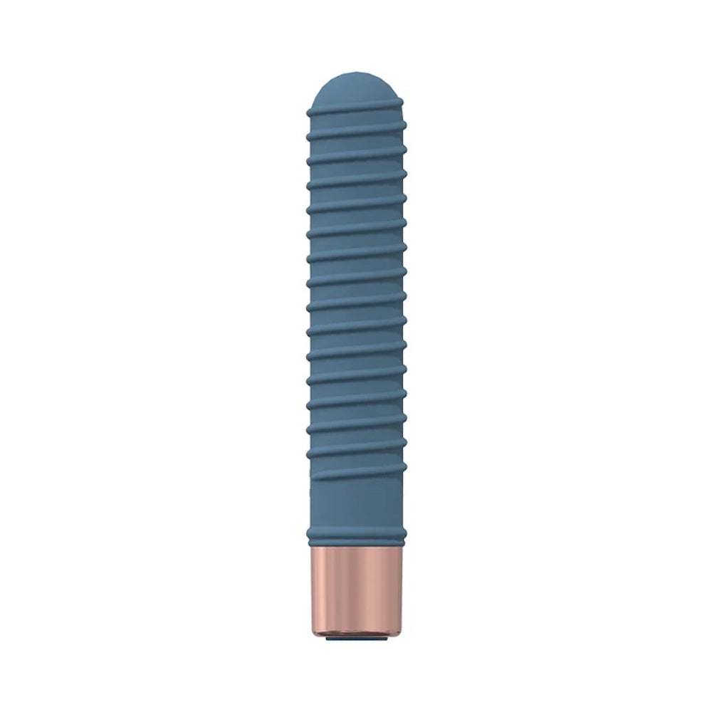 Poise 10 Speed Ribbed Silicone Mini Vibrator - Blue Gray