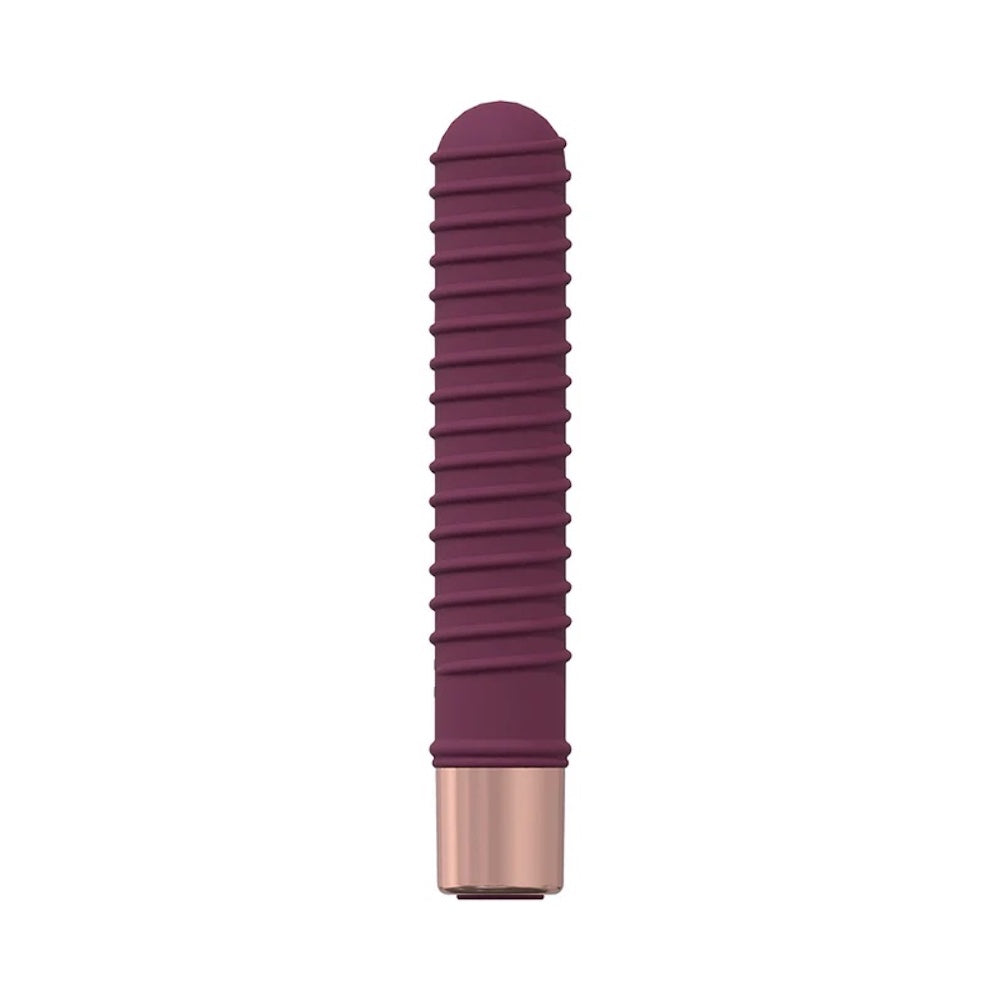 Poise 10 Speed Ribbed Silicone Mini Vibrator - Burgundy