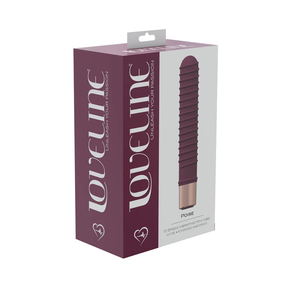 Poise 10 Speed Ribbed Silicone Mini Vibrator - Burgundy