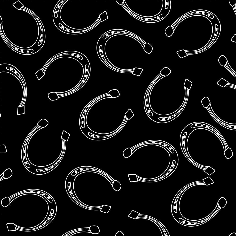 rodeoh fabric pattern black with white horseshoes