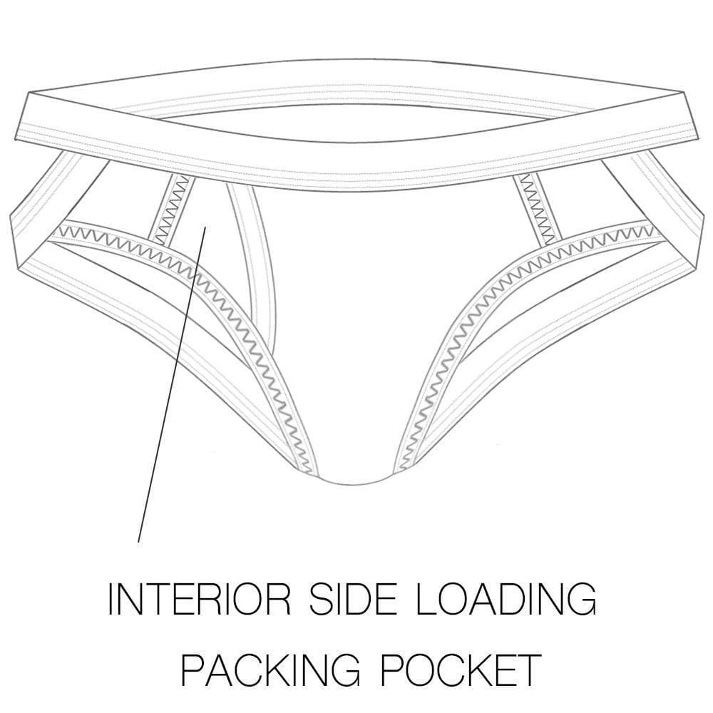 rodeoh shift jock packing underwear interior pocket diagram