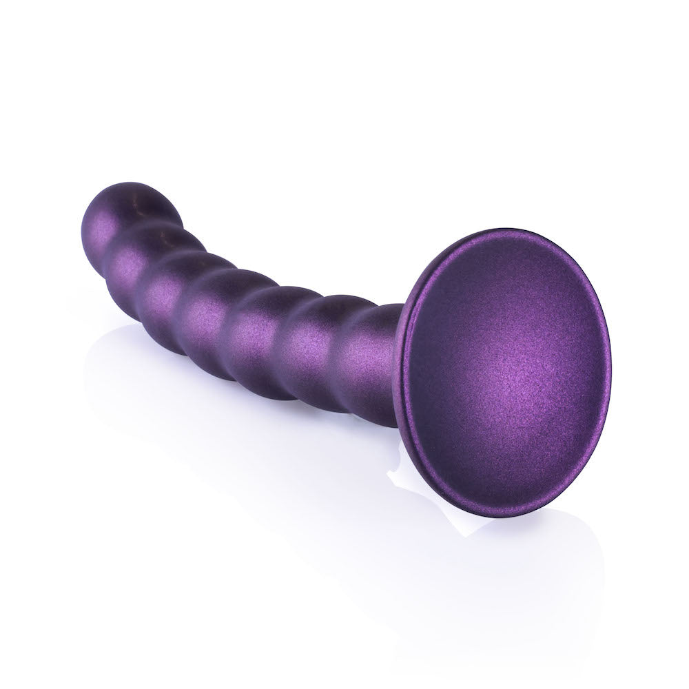 6.5" Ouch! Beaded Silicone G-Spot Dildo - Metallic Purple