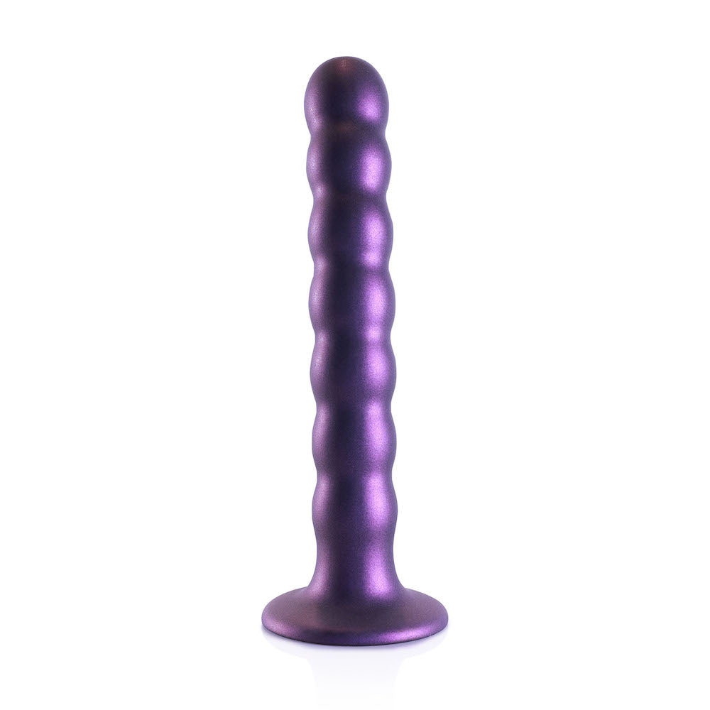 6.5" Ouch! Beaded Silicone G-Spot Dildo - Metallic Purple