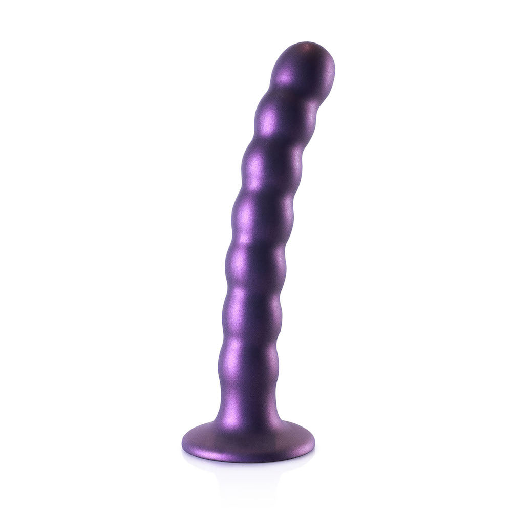 6.5" Ouch! Beaded Silicone G-Spot Dildo - Metallic Purple