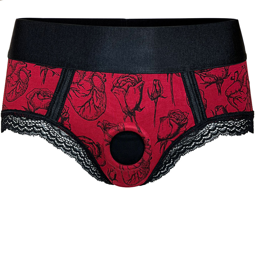 rodeoh panty plus harness hearts and roses red